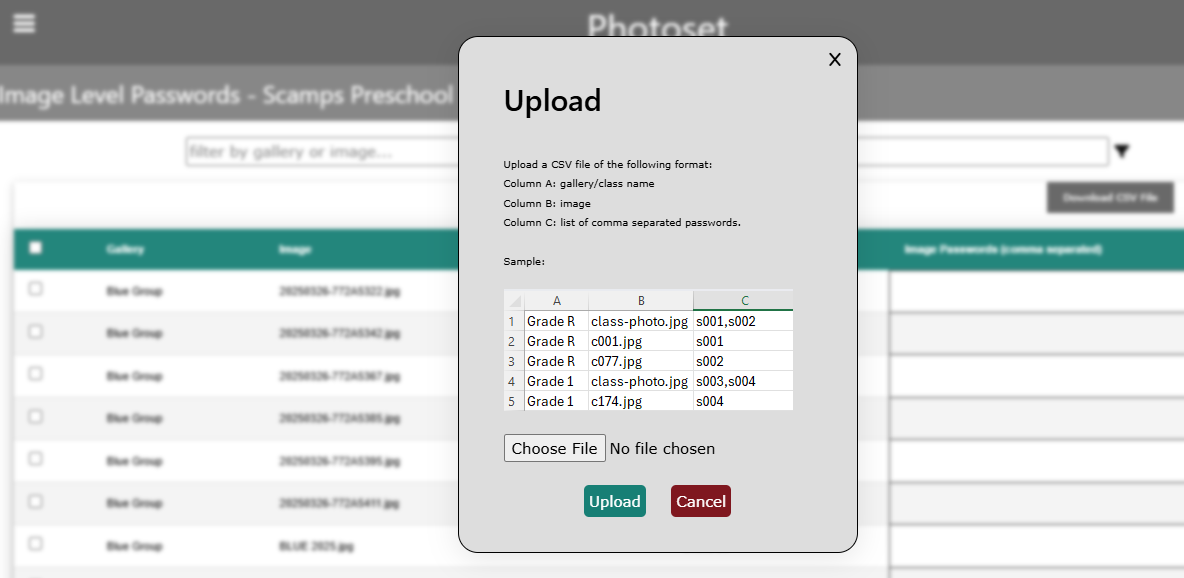 Image Level Password Upload