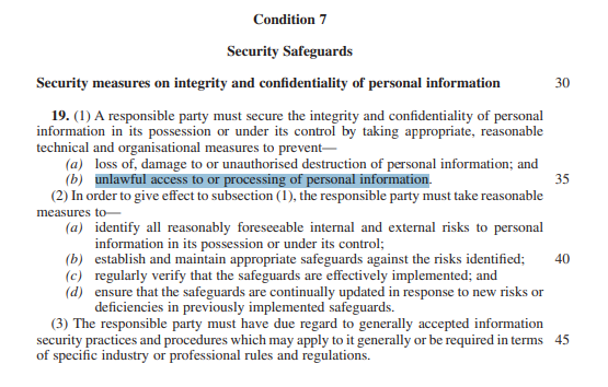 POPI Act Security Safeguards